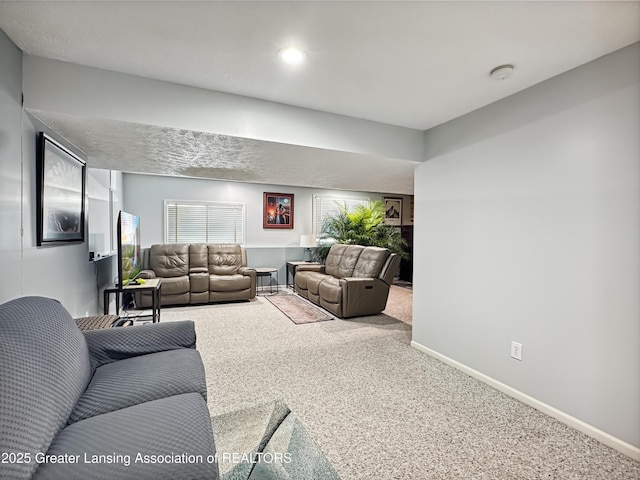 living room featuring carpet flooring