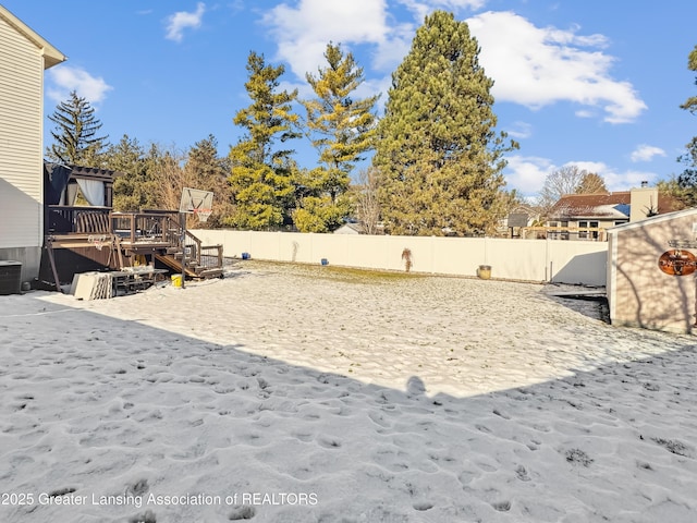 view of yard with a deck