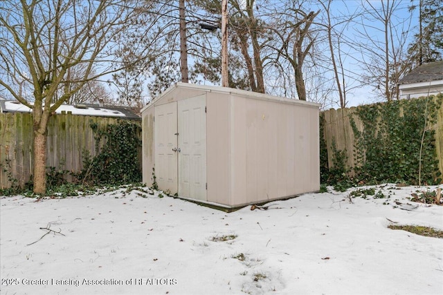 view of snow covered structure