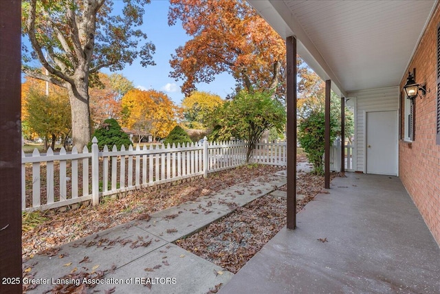 view of patio / terrace with a fenced front yard