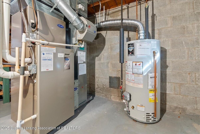 utilities featuring gas water heater and heating unit