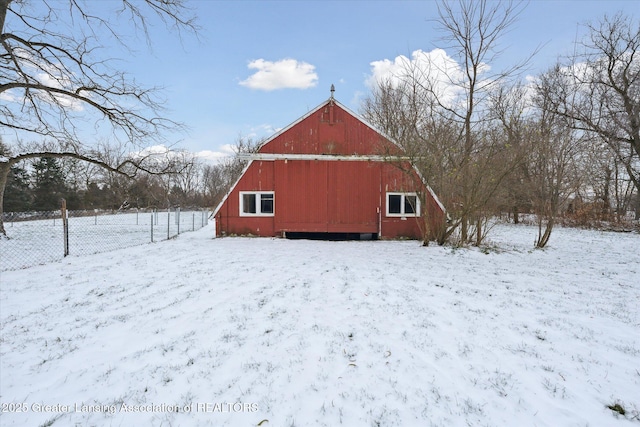 view of snow covered structure