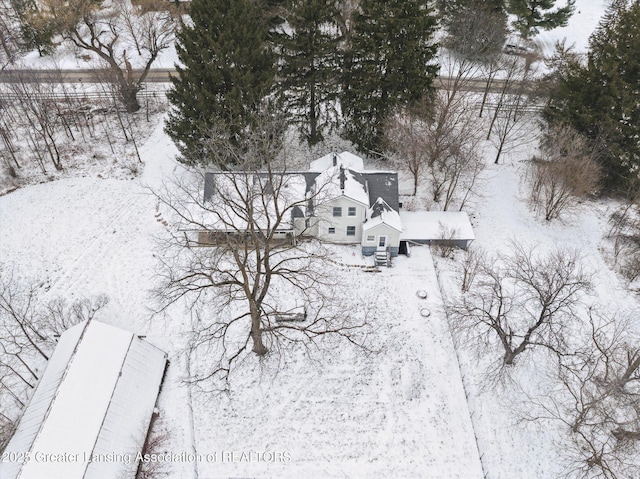 view of snowy aerial view