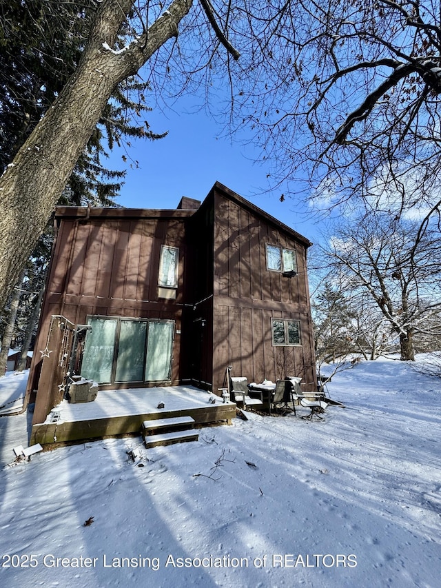 view of snowy exterior