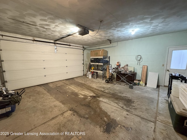 garage with a garage door opener