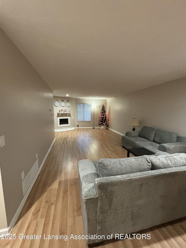 living room with hardwood / wood-style floors