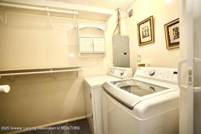 laundry area featuring separate washer and dryer and electric panel