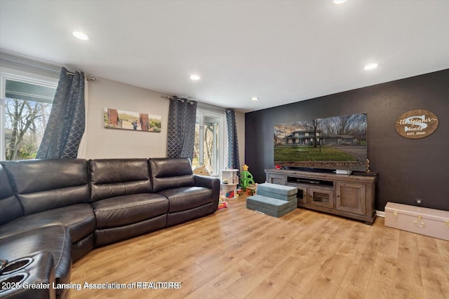 living room featuring light hardwood / wood-style flooring