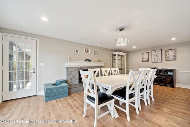 dining area featuring light hardwood / wood-style flooring