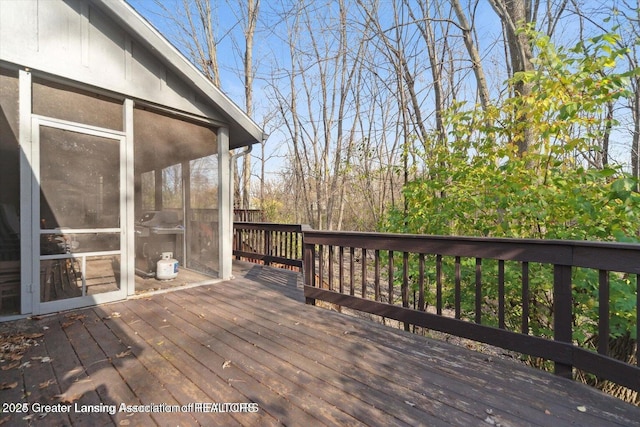 deck featuring a sunroom