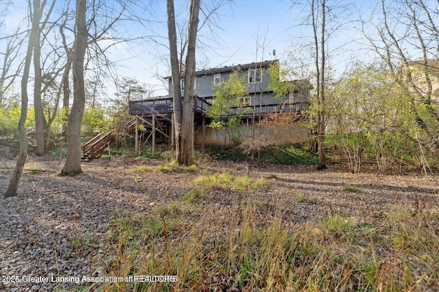 view of yard with a deck