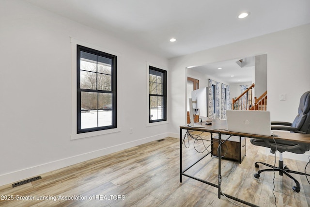 office featuring light hardwood / wood-style flooring