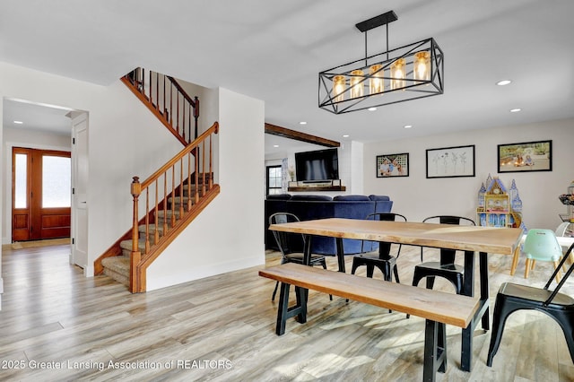 dining room with light hardwood / wood-style floors