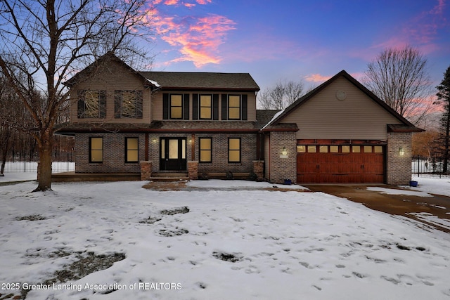 view of front of house with a garage