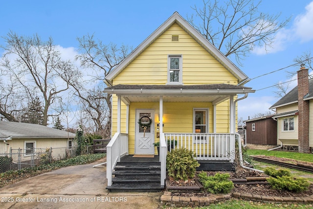 bungalow featuring a porch