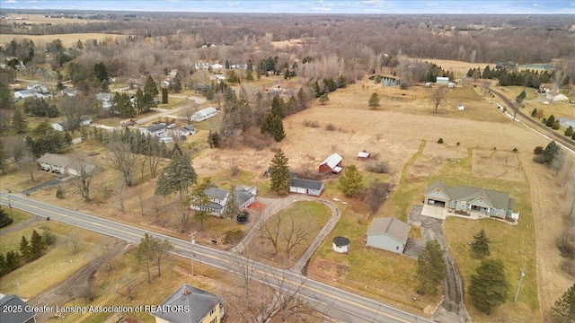 drone / aerial view with a rural view