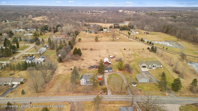 aerial view featuring a rural view