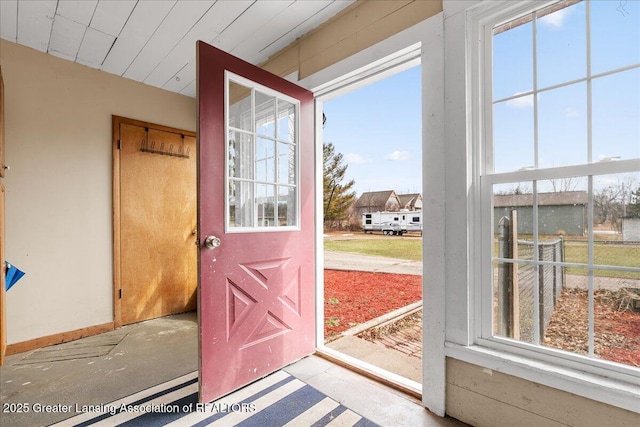 entryway featuring wood ceiling