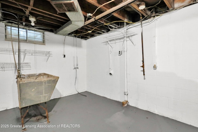 basement with sink