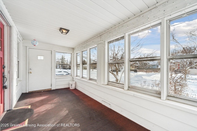 view of unfurnished sunroom