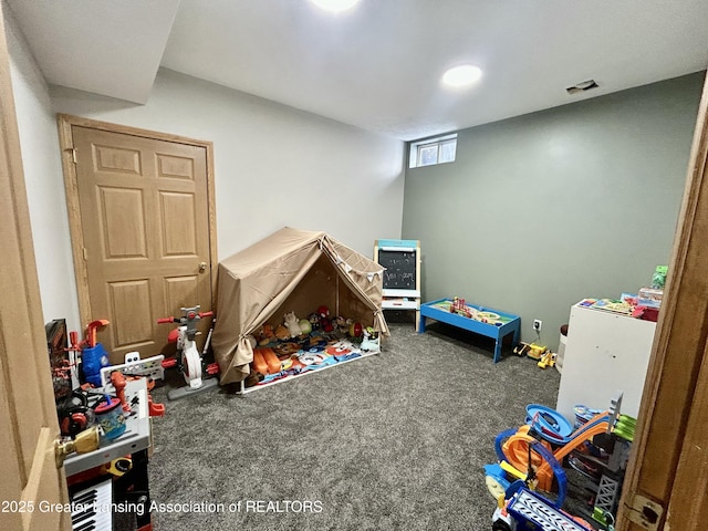 game room featuring carpet floors