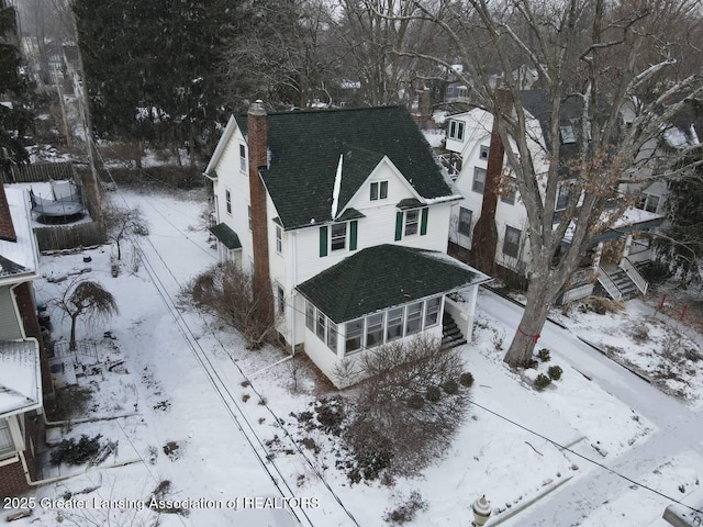 view of snowy aerial view