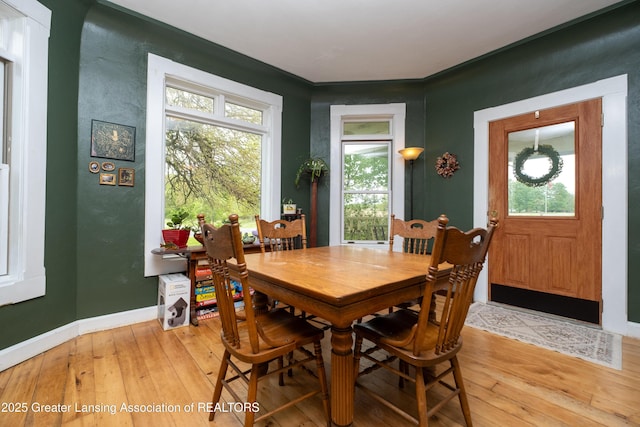 7761 W Herbison Rd, Dewitt, MI 48820 - dining space featuring light wood-style flooring, plenty of natural light, and baseboards