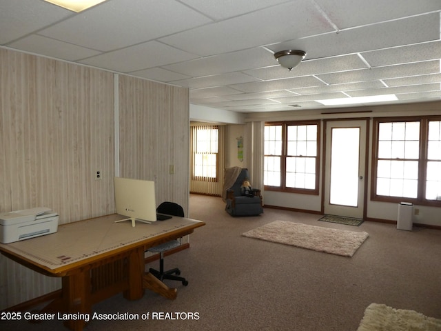 unfurnished office with carpet floors and baseboards