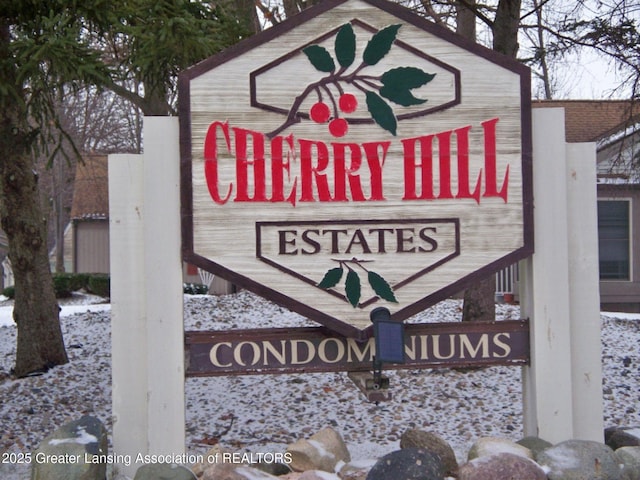 view of community sign