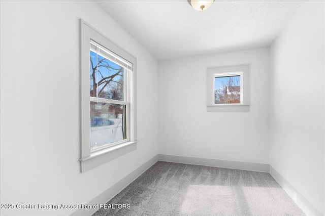 spare room with carpet floors, a wealth of natural light, and baseboards