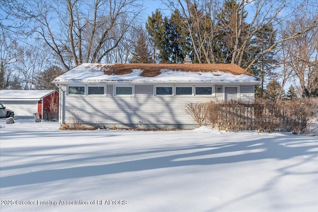 view of snow covered exterior