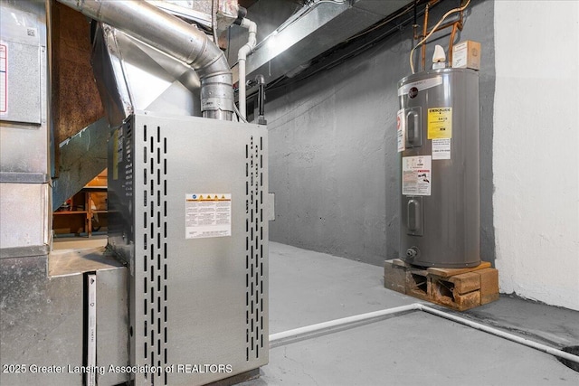 utility room with water heater