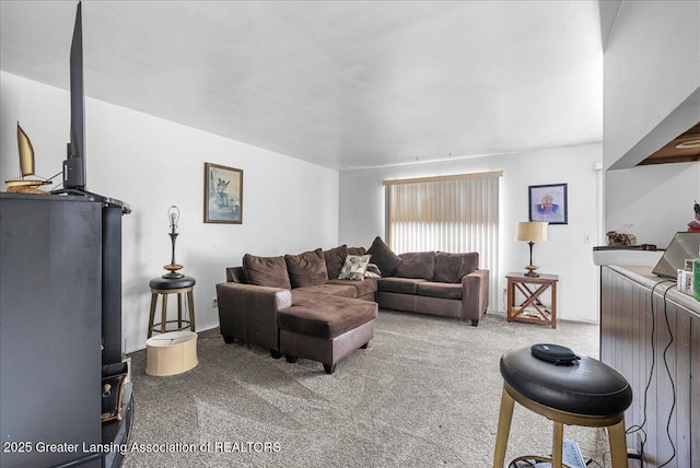 living area with carpet flooring