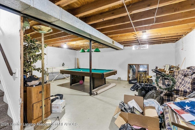 finished basement with billiards