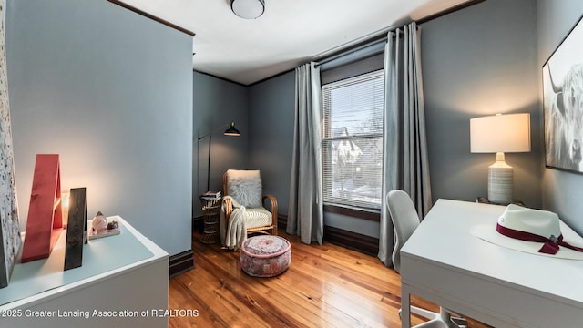 home office featuring wood finished floors