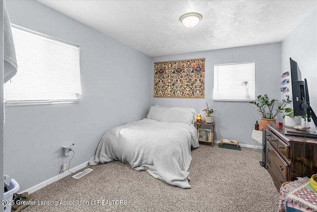 bedroom featuring baseboards and carpet flooring