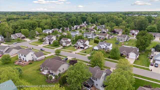 11610 Hibiscus Ln, Grand Ledge, MI 48837 - aerial perspective of suburban area with a heavily wooded area