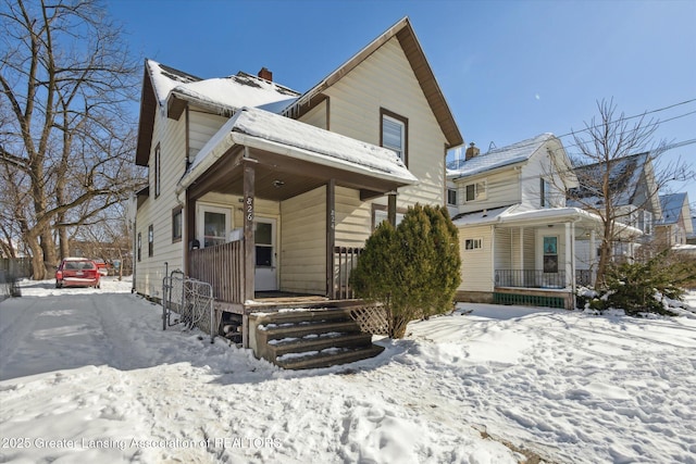 view of front of home featuring covered porch