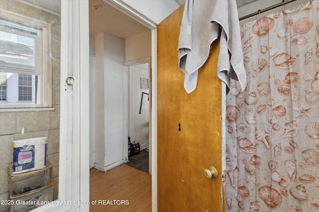 bathroom featuring wood finished floors