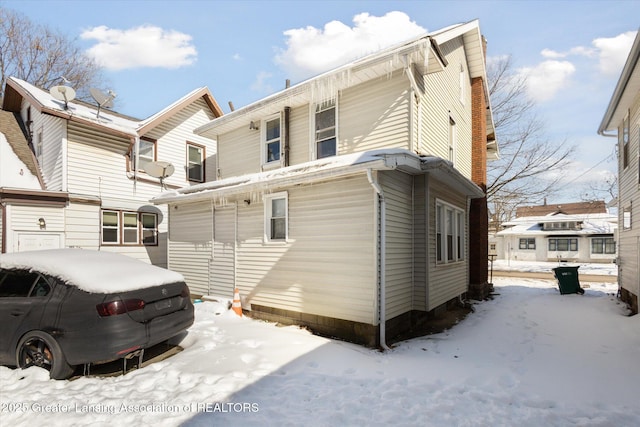 view of snow covered exterior