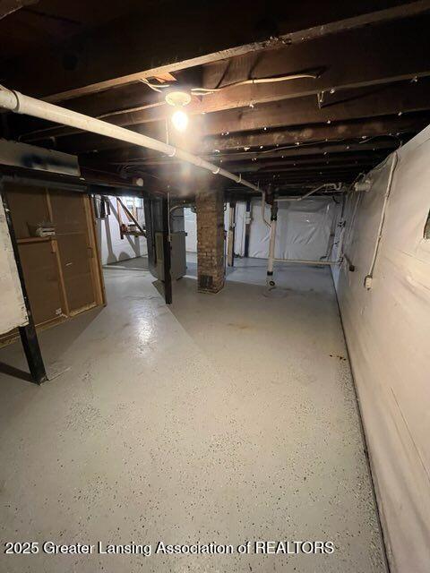 view of unfinished basement