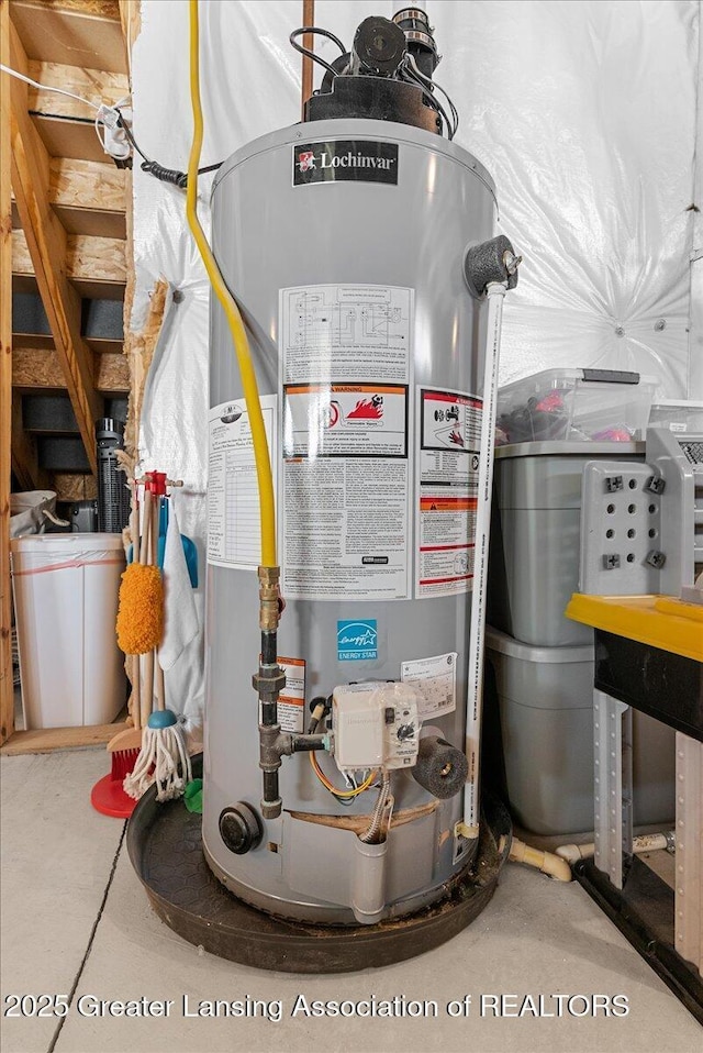 utility room with water heater