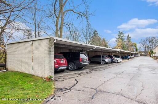 view of covered parking lot