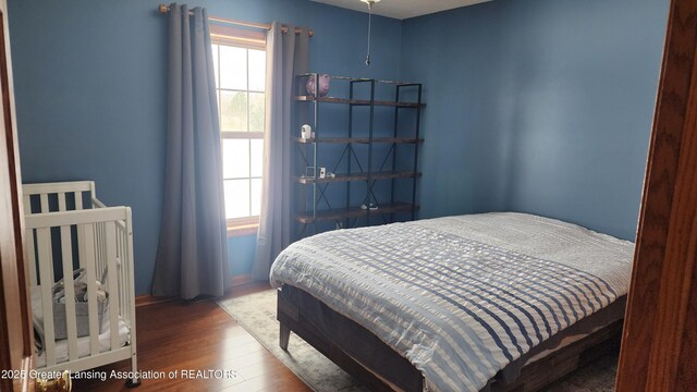 bedroom with wood finished floors