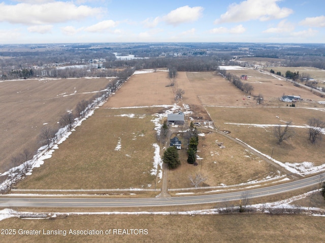 bird's eye view with a rural view