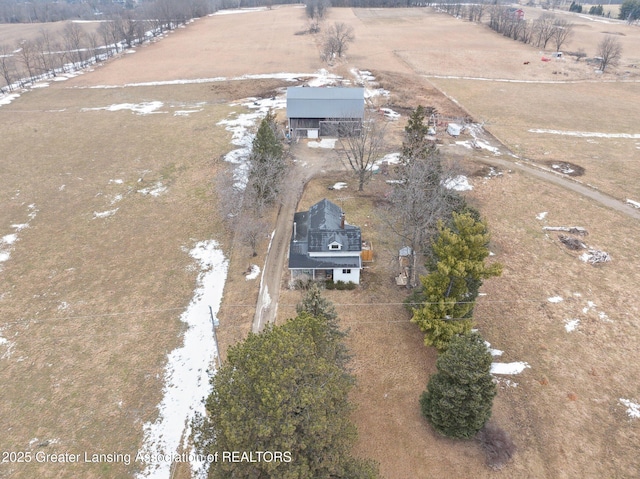 aerial view featuring a rural view