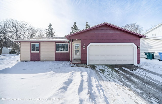 single story home with an attached garage