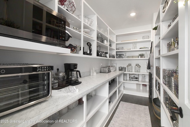 pantry featuring a toaster