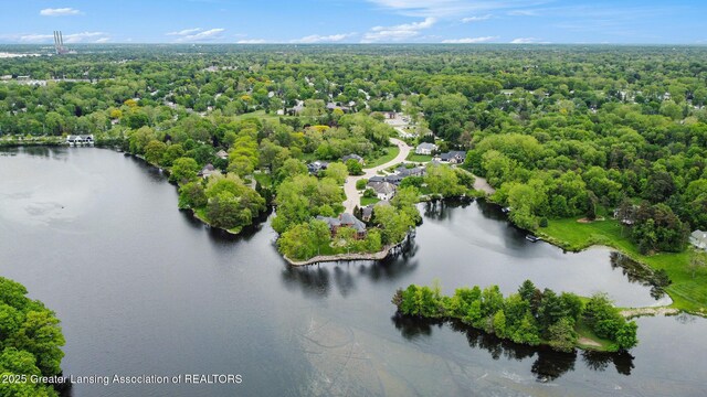 4125 Harbour Cv, Lansing, MI 48911 - drone / aerial view of a large body of water and a heavily wooded area