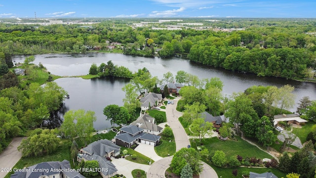 4125 Harbour Cv, Lansing, MI 48911 - aerial view of property and surrounding area with a nearby body of water and nearby suburban area